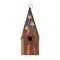 Set of 2 12.5''H Patriotic Distressed Solid Wood Single-Family Decorative Outdoor Garden Birdhouse with 3D Stars